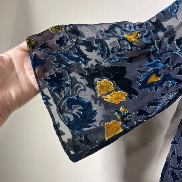 Carolina Belle Montreal Womens Tunic Style Dress Size 4 Black Blue Velvet Floral - Picture 5 of 7